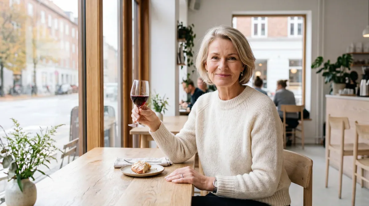 Två glas vin på ett cafébord som illustration till alkohol och GLP-1